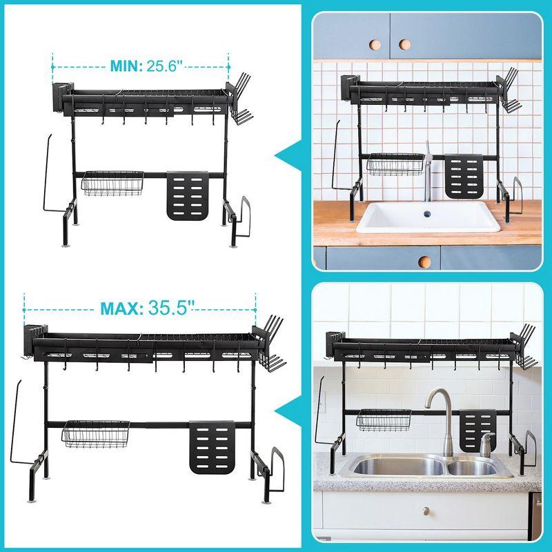 WhizMax Over Sink Dish Drying Rack, Adjustable Multifunctional Dish Drainer for Kitchen Storage Countertop Organization, 25.6-35.5in