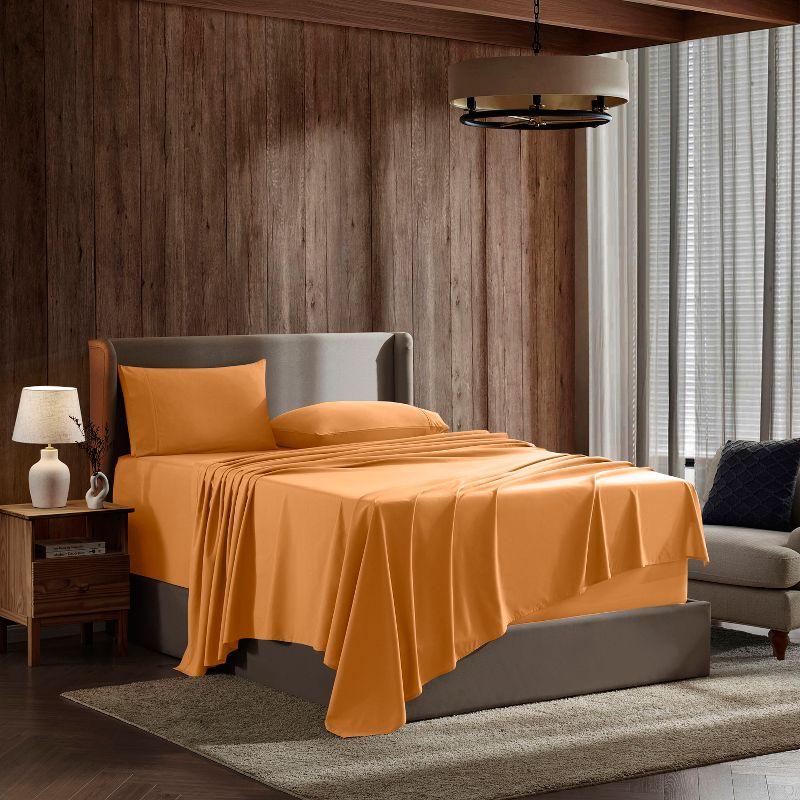 Nestl 4 Piece Queen Bed Sheet Set, Deep Pocket Extra Soft Microfiber Queen Sheets - Apricot Light Orange