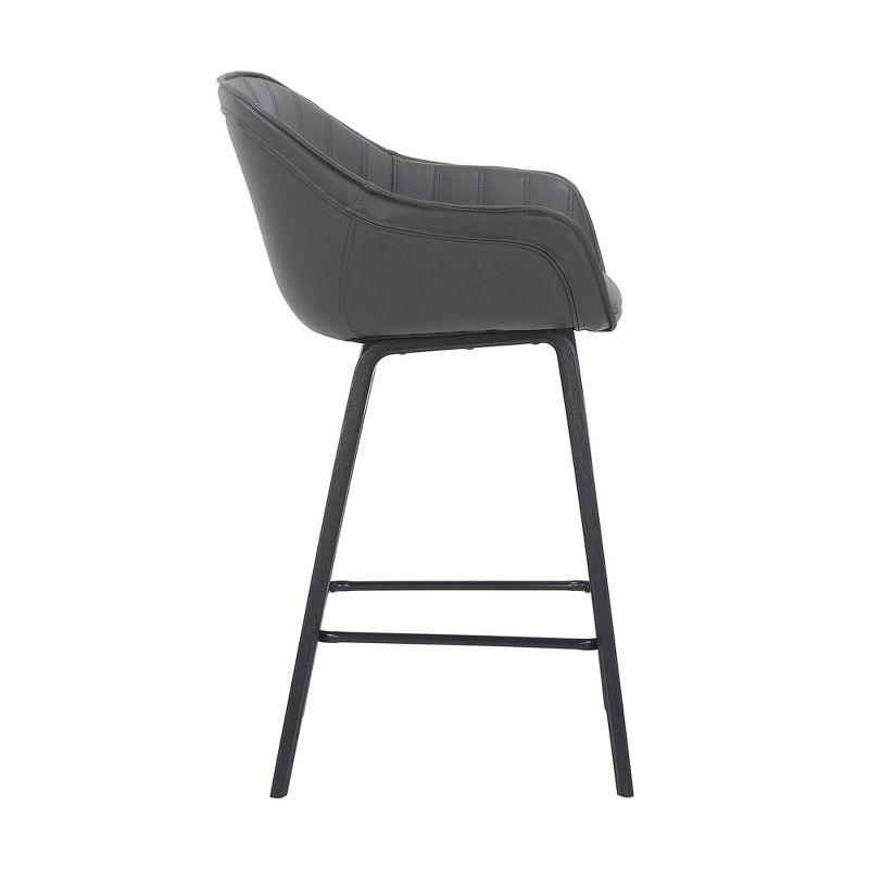 Contemporary V-Design 26" Faux Leather & Wood Counter Stool in Gray