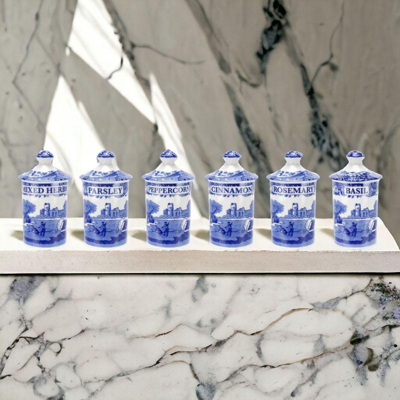 Spode Blue Italian Spice Jars, Set of 6