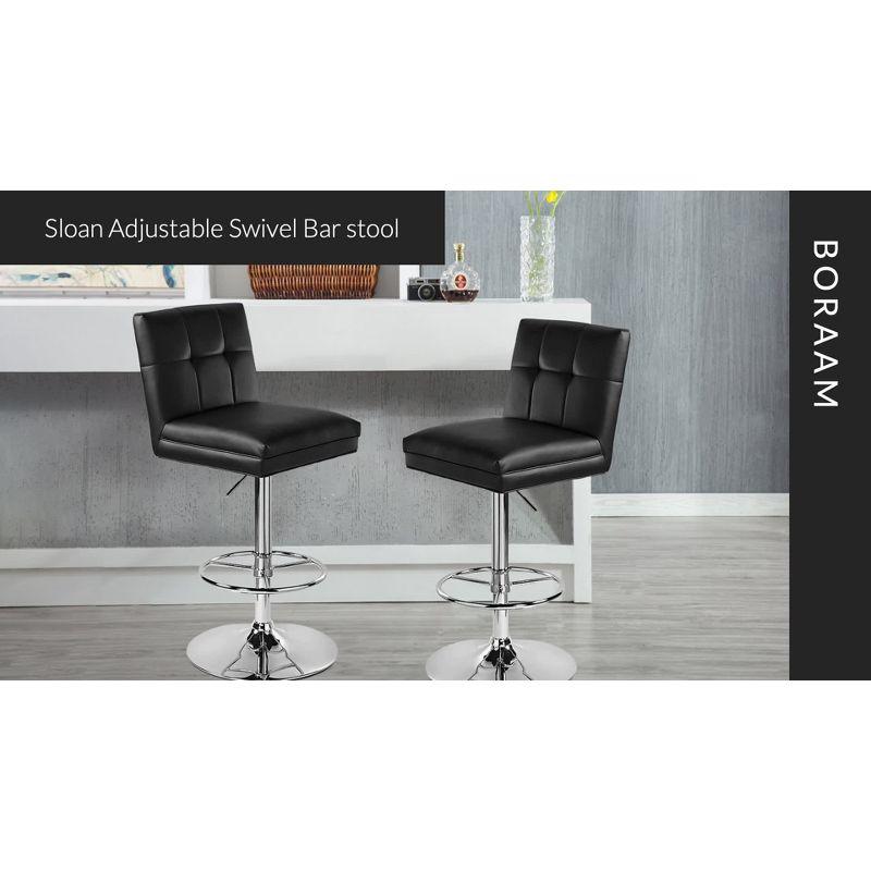 Black Adjustable Swivel Bar Stools with Chrome Base, Set of 2