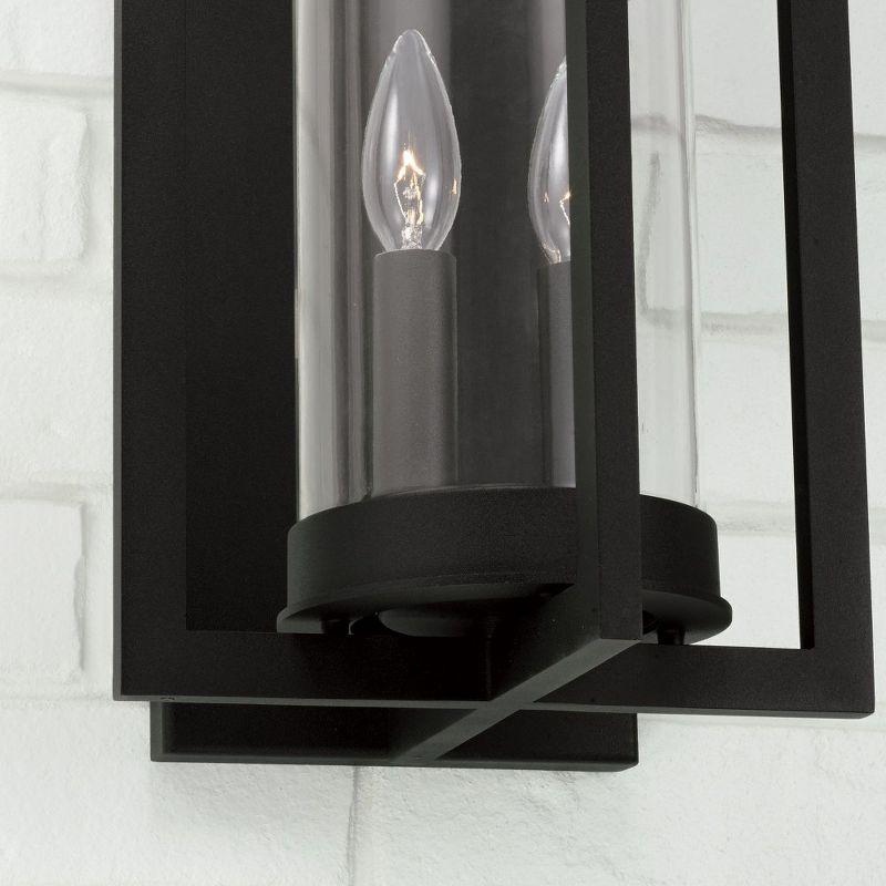 Black Modern Dimmable Outdoor Wall Lantern with Clear Glass