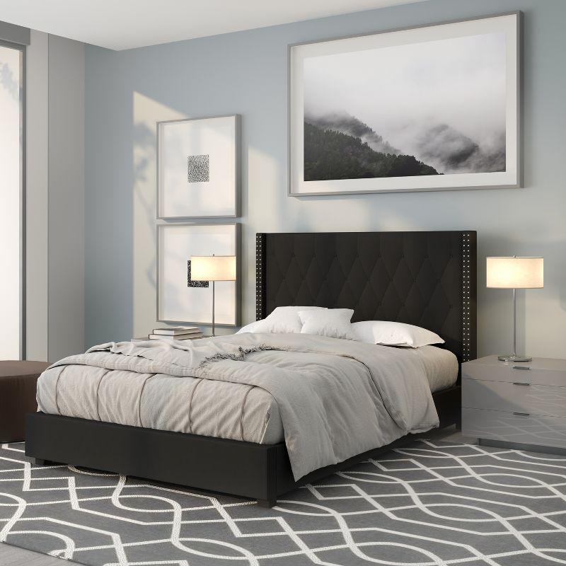 Flash Furniture Riverdale Full Size Tufted Upholstered Platform Bed in Black Fabric