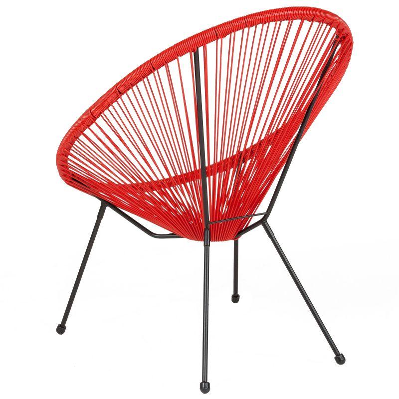 Red Rattan and Steel Papasan Bungee Lounge Chair