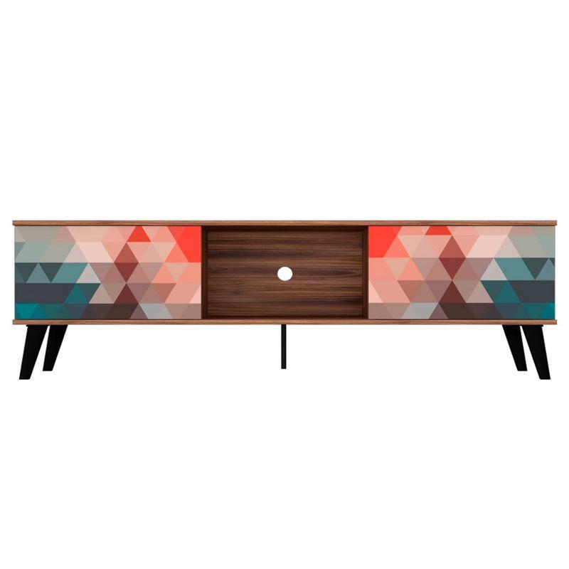 Doyers TV Stand for TVs up to 75" Red/Blue - Manhattan Comfort: Modern Media Console with Storage