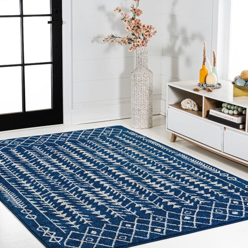 JONATHAN Y Ziri Moroccan Geometric Navy/Cream 3 ft. x 5 ft. Area Rug