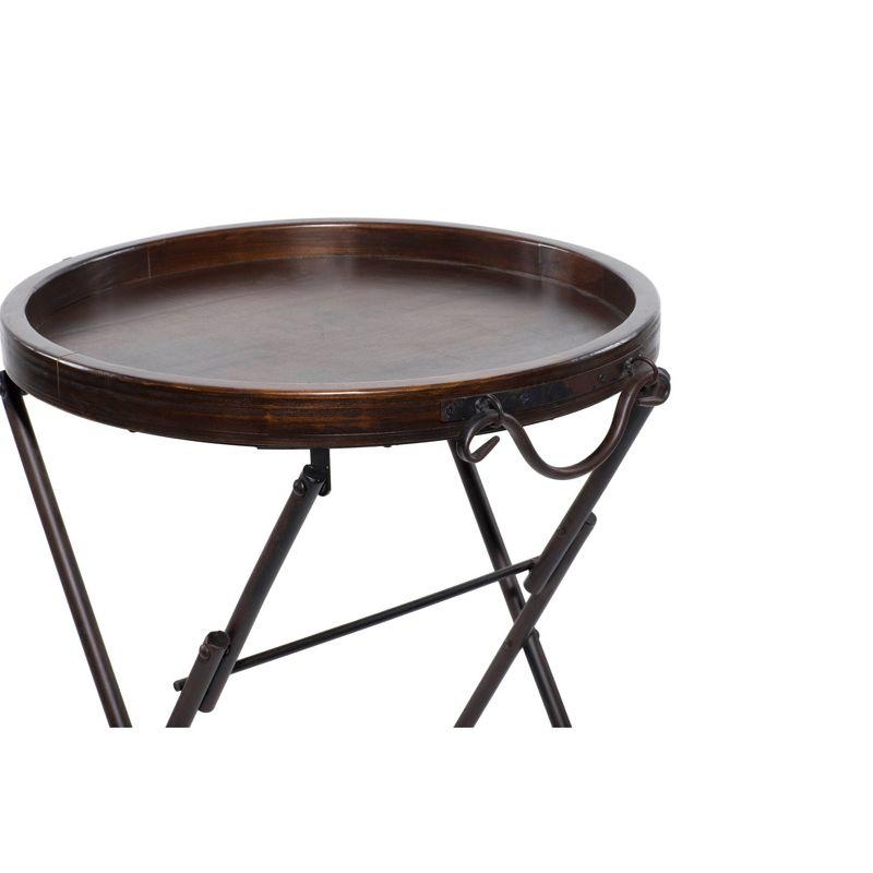 Traditional Round Brown Tray Table Brown - Olivia & May