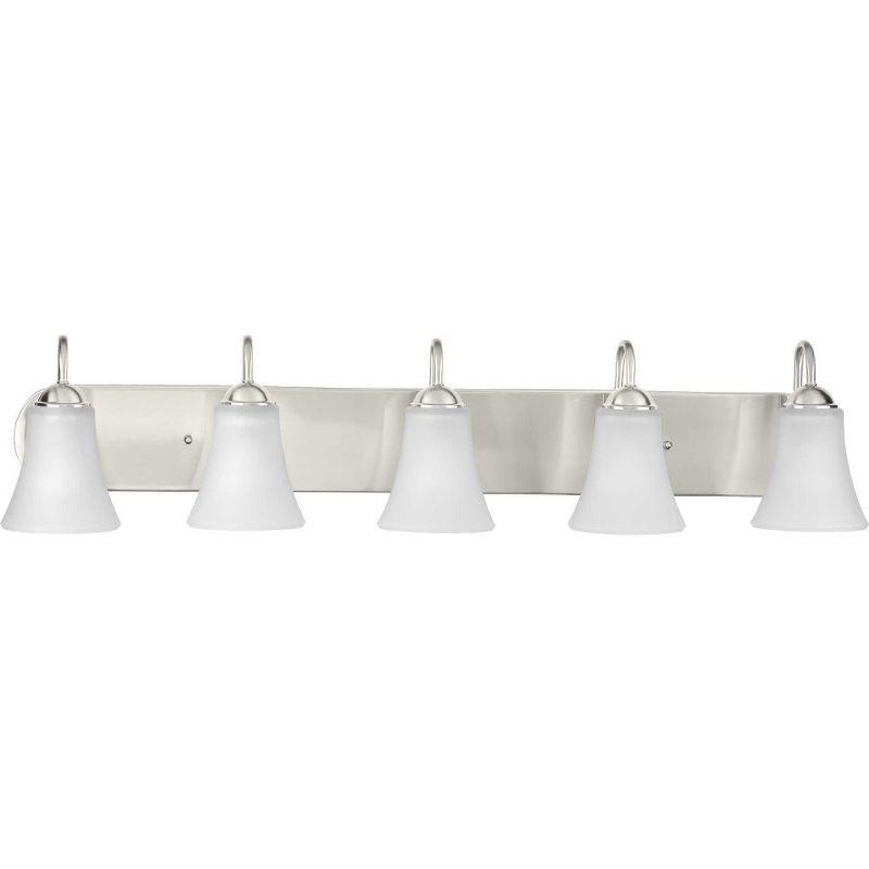 Progress Lighting Classic 5-Light Bath Wall Light, Brushed Nickel, Etched Glass Shade