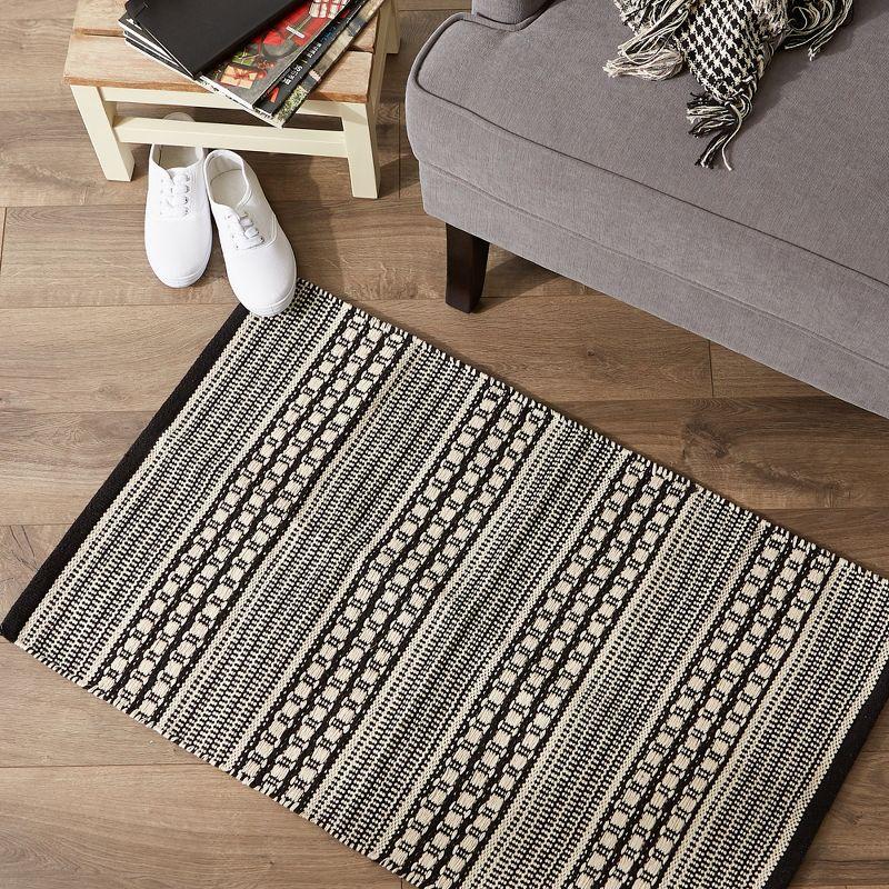 Design Imports Modern Dobby Stripe - Black - 2 X 3 Ft