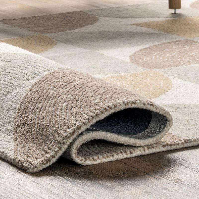 Handmade Tufted Geometric Wool Area Rug, 8' x 10', Beige