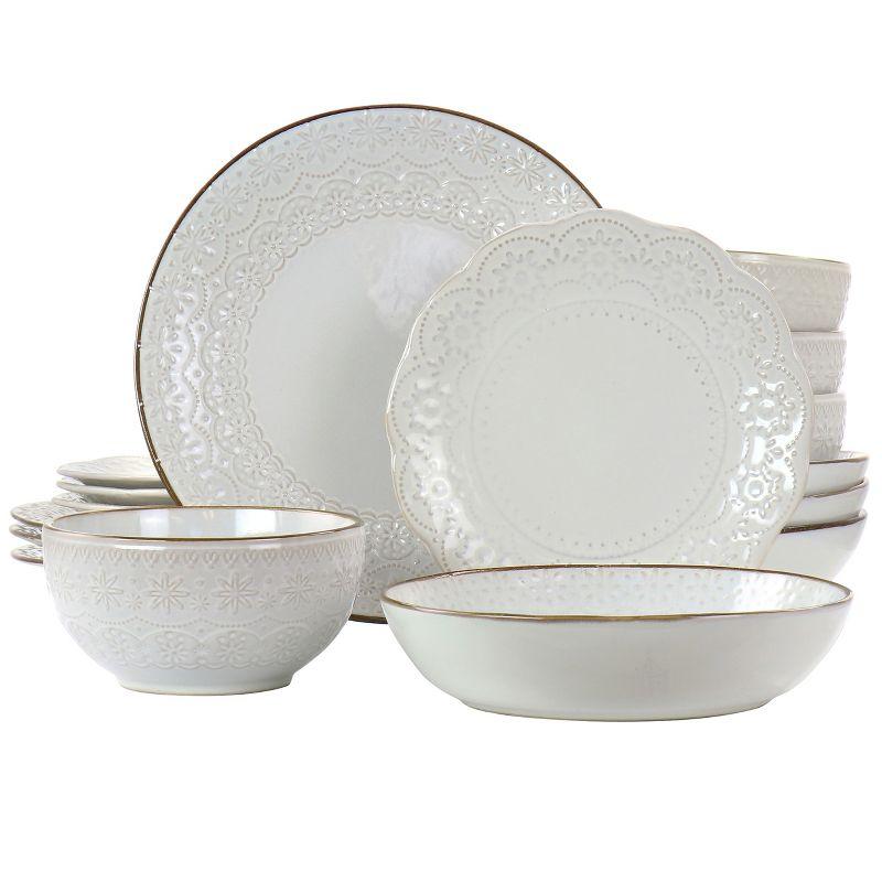 Elama 16 Piece Stoneware Dinnerware Set - Service for 4