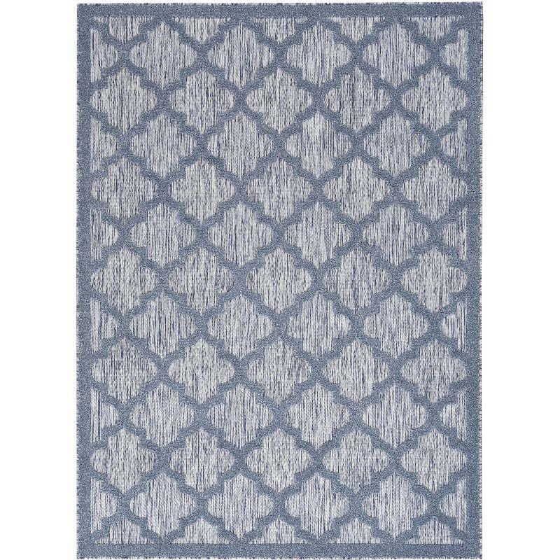 Nourison Easy Care 6' x 9' Denim Blue Modern Flatweave Indoor/Outdoor Rug
