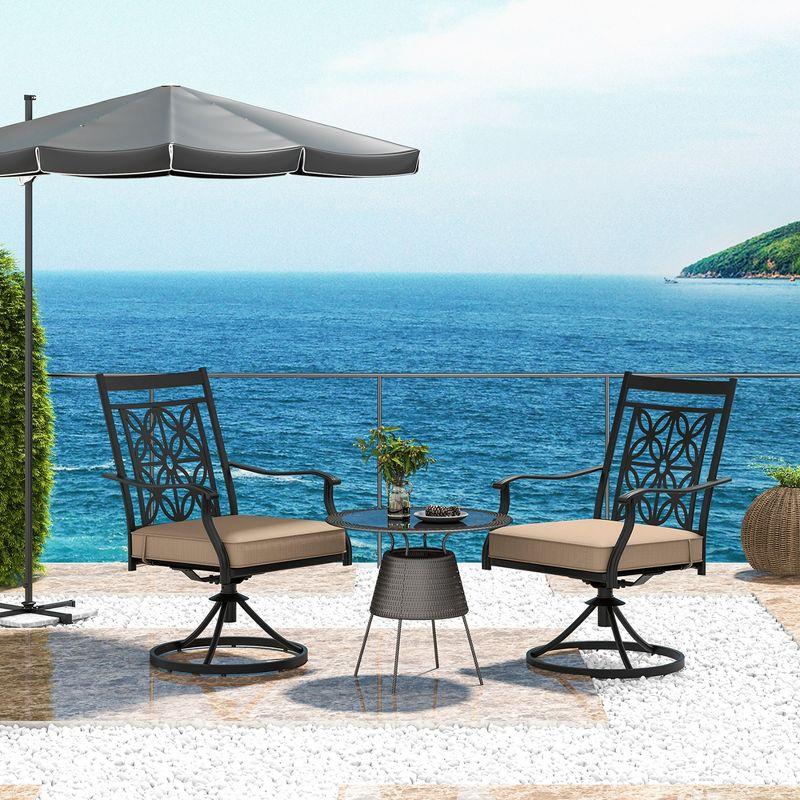 Costway Patio Swivel Chair 4 PCS Outdoor Bistro Dining Chair Blossom Pattern Backrest