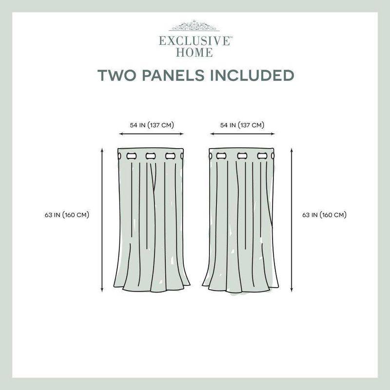 Set of 2 63"x54" Kochi Linen Blend Grommet Top Window Curtain Panel Black Pearl - Exclusive Home