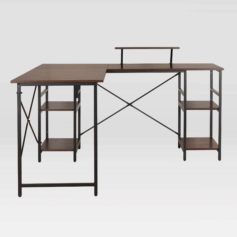Inbox Zero Techni Mobili L-Shape Industrial Desk With Storage Shelves | Wayfair