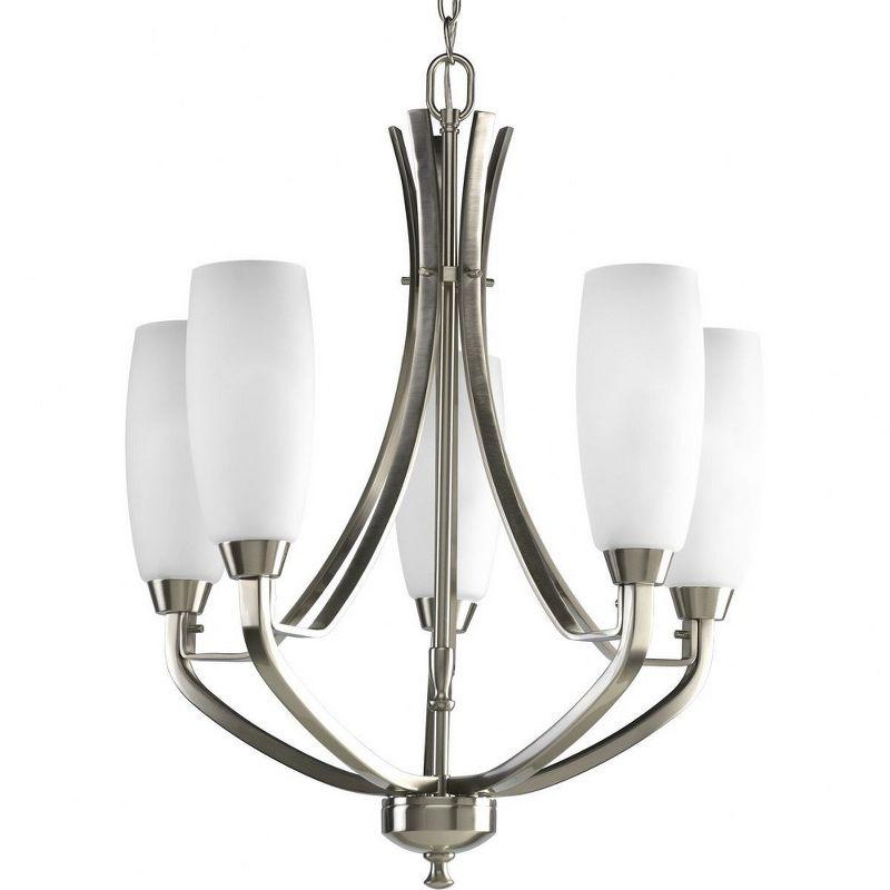 Wisten Brushed Nickel 5-Light Chandelier with Etched White Glass