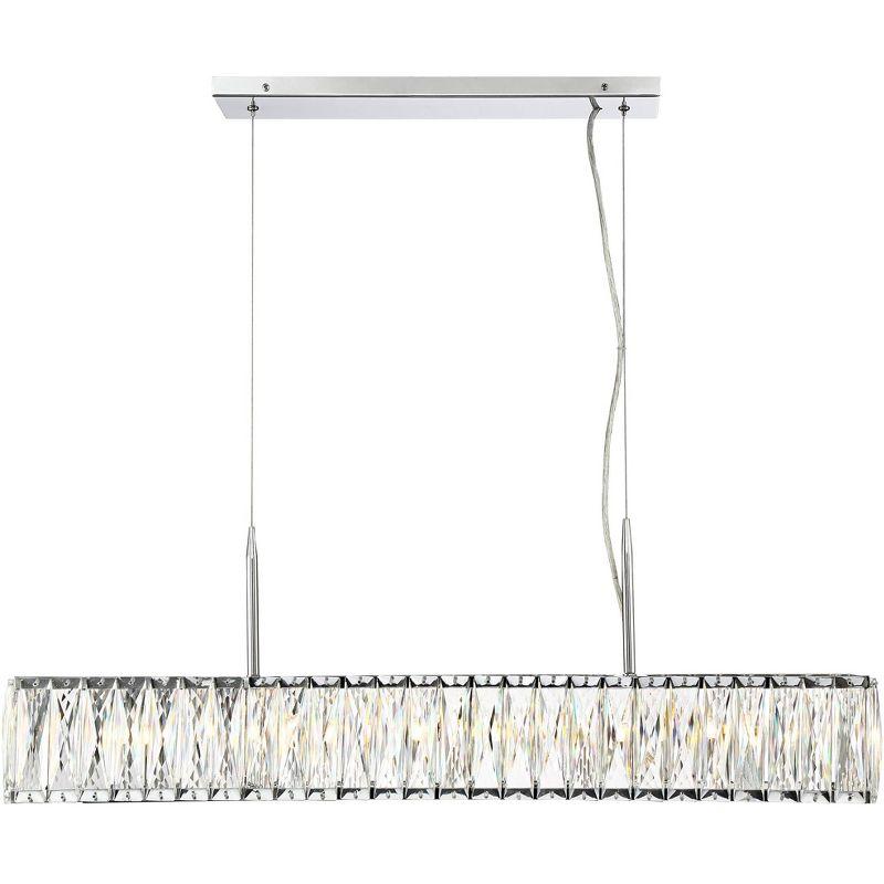 Possini Euro Design Sera Chrome Silver Linear Pendant Chandelier 33 1/2" Wide Modern Clear Crystal 5-Light Fixture for Dining Room Kitchen Island Home