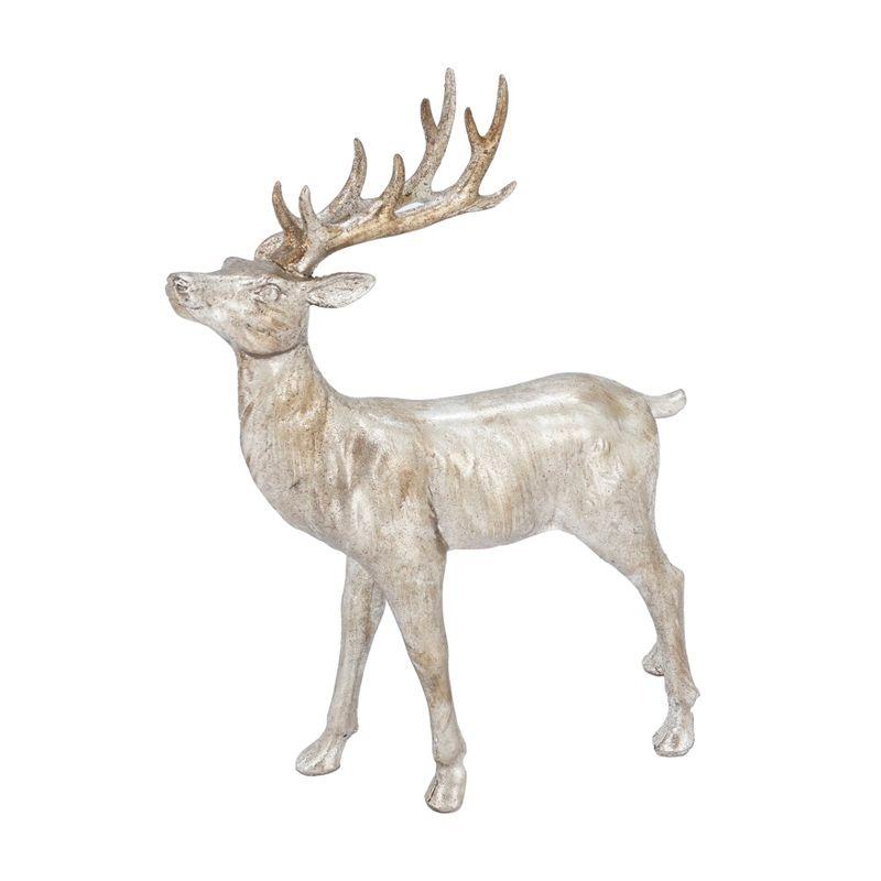 Silver Resin Standing Deer Figurine, 18 in.