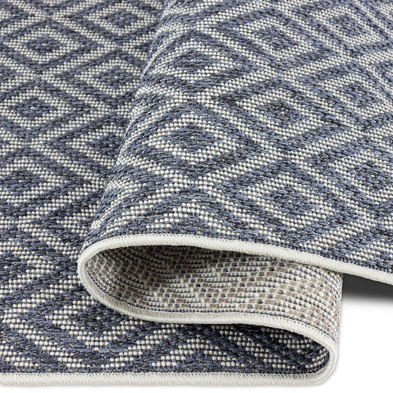 Modern Geometric Denim/Cream Durable Synthetic Area Rug