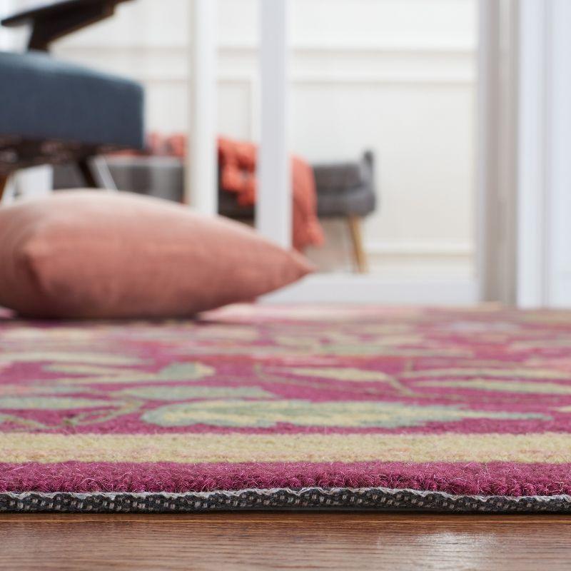 Handmade Burgundy Floral Tufted Wool Area Rug