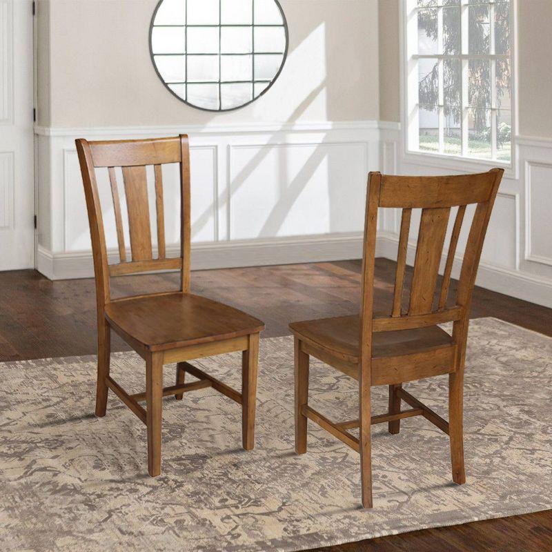 Set of 2 San Remo Splatback Chairs Pecan - International Concepts: Solid Wood, Unupholstered