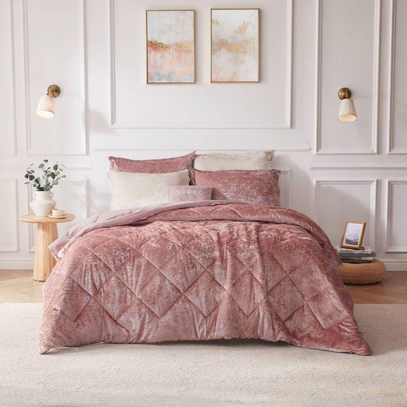 Felicia Crushed Velvet Comforter Set with Throw Pillow