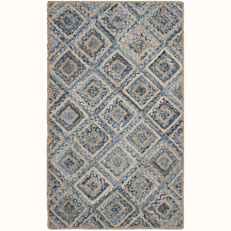 Cape Cod CAP354 Woven Indoor Area Rug - Natural/Blue - 4'x4' - Safavieh