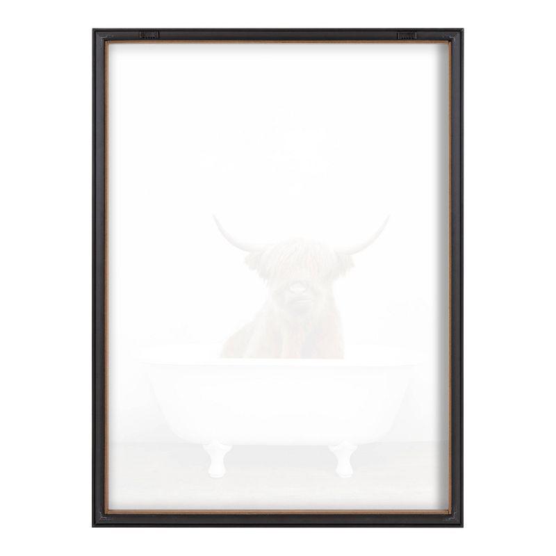 18" x 24" Blake Highland Cow in Tub Color Framed Printed Glass by Amy Peterson Art Studio Gray - Kate & Laurel All Things Decor