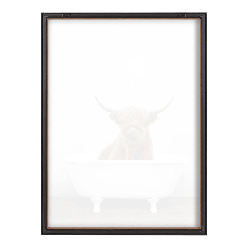 18" x 24" Blake Highland Cow in Tub Color Framed Printed Glass by Amy Peterson Art Studio - Kate & Laurel All Things Decor