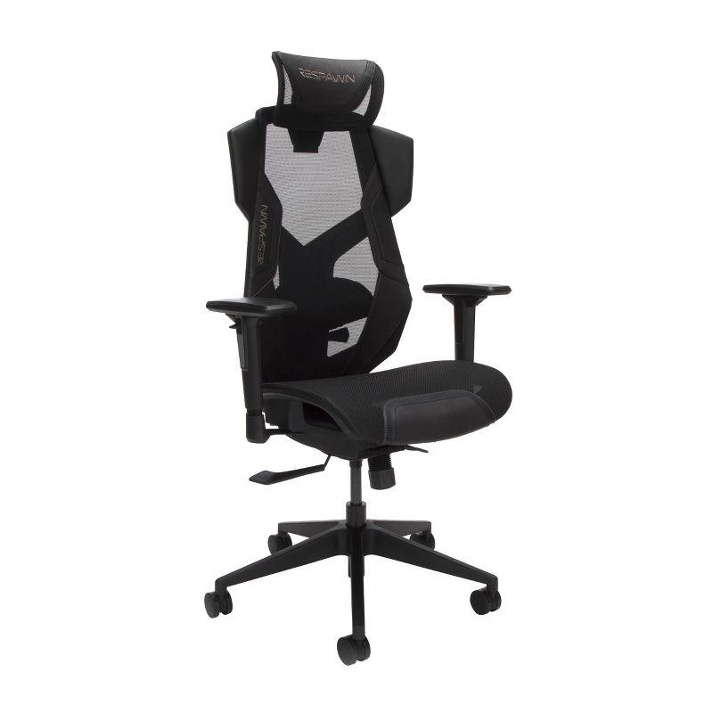 Black Mesh Gaming Chair with Lumbar Support and Adjustable Headrest