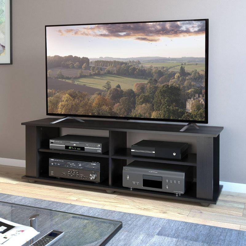 Flat Panel TV Stand for TVs up to 68" Ravenwood Black - CorLiving: Contemporary Media Console with Open Storage