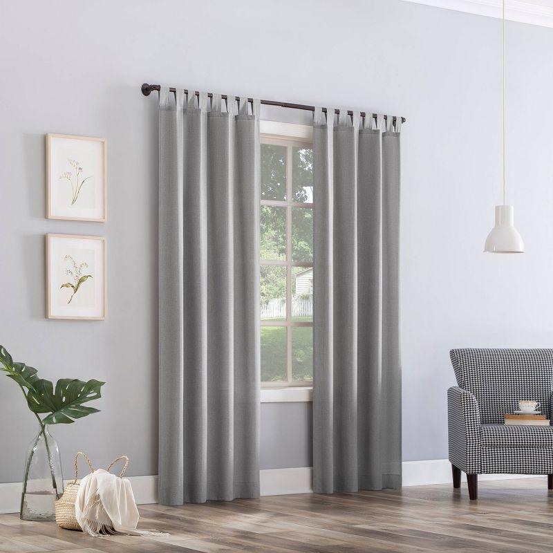 40"x84" No. 918 Light Filtering Semi-Sheer Joshua Heathered Texture Tab Top Curtain Panel Silver: Modern Indoor Decor