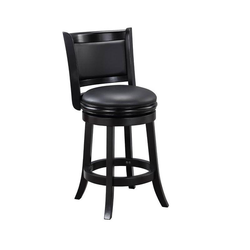 Elegant Augusta 24" Black Leather Swivel Counter Stool