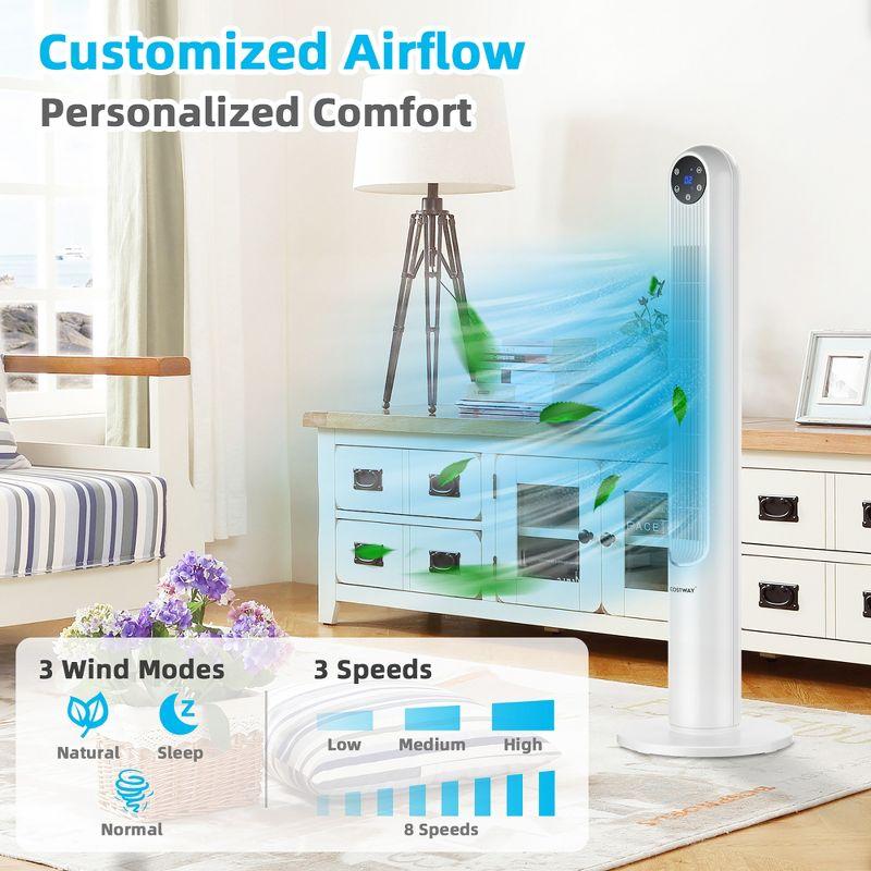 Costway 42'' Tower Fan Smart Display Panel 12H Timer 80 Degree Oscillating Fan w/Remote White