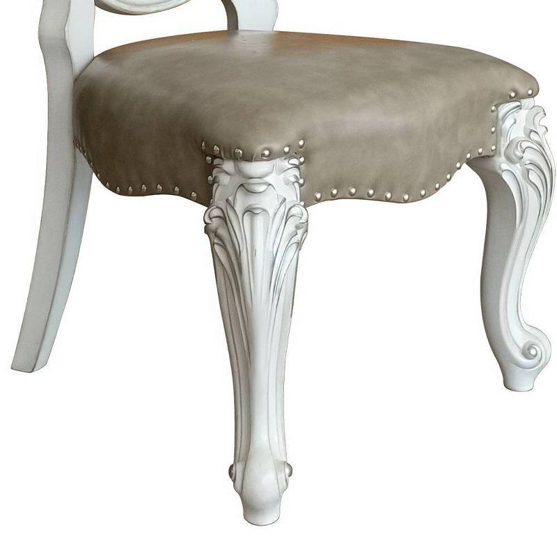 Versailles White Faux Leather Upholstered Side Chair with Wood Frame