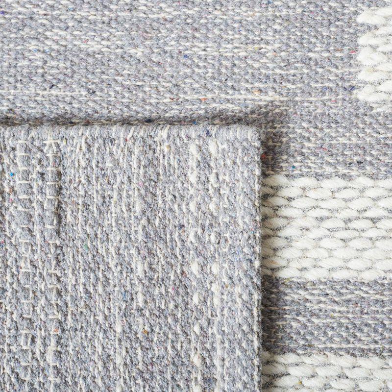 Striped Kilim STK505 Hand Woven Area Rug - Silver/Grey - 7'x7' - Safavieh.
