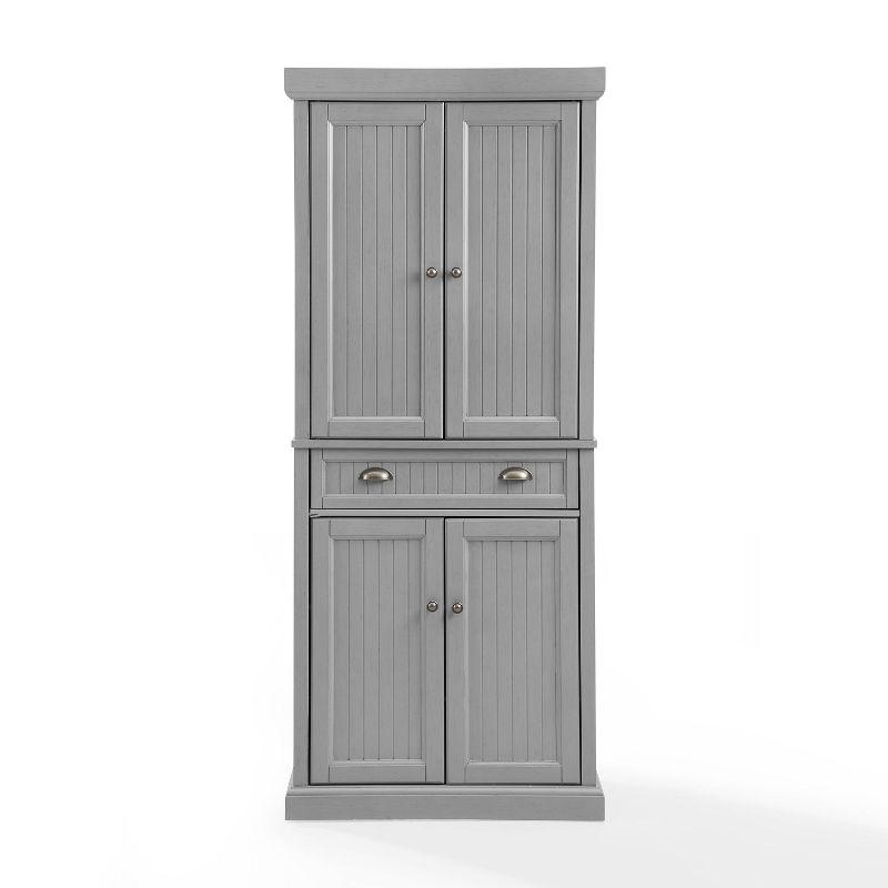 Seaside Distressed White Solid Wood Kitchen Pantry with Adjustable Shelves