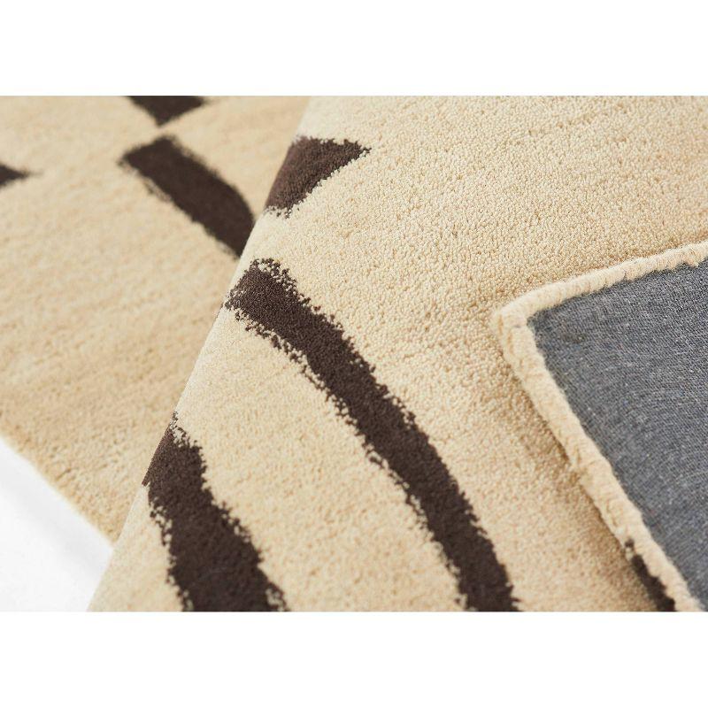 Contemporary Simba Ivory Abstract Wool 5' x 8' Area Rug