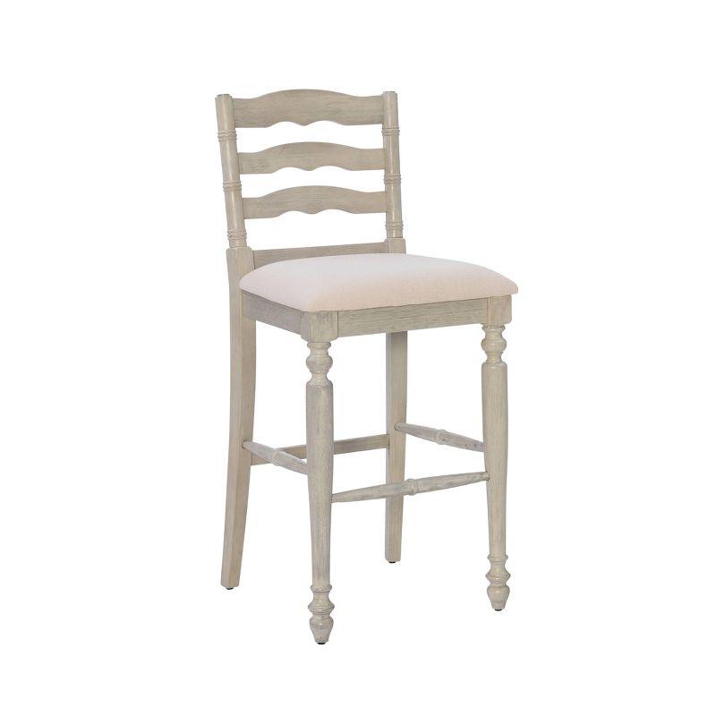 Marino White Wash 30" Upholstered Wood Bar Stool with Turned Legs