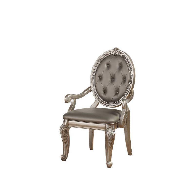 24" Northville Dining Chair PU and Antique Silver - Acme Furniture: Elegant Tufted Leather, Wood Frame, Armrest