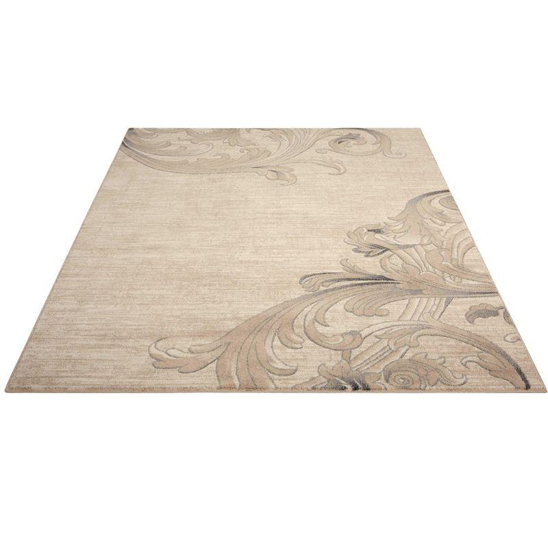 Mocha Floral Synthetic 9' x 12' Area Rug