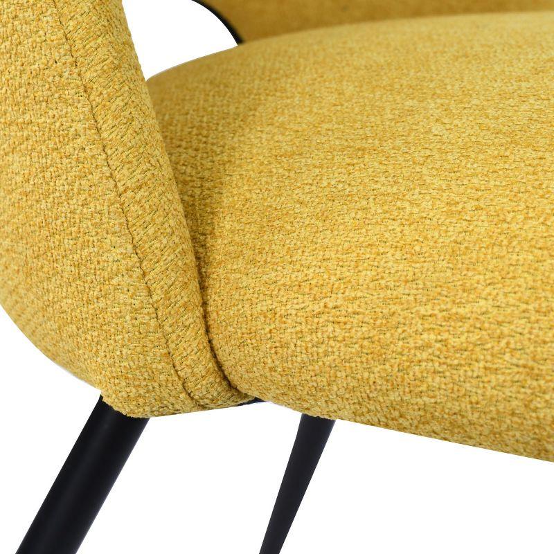 Edwin 21.6" Wider Seat Yellow Upholstered Dining Chairs Set Of 2,Modern Kitchen Armless Dining Chair With Black Metal Legs-Maison Boucle
