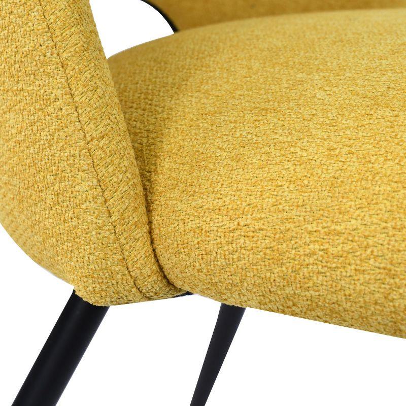 Yellow Upholstered Side Chair with Cutout Back and Black Legs