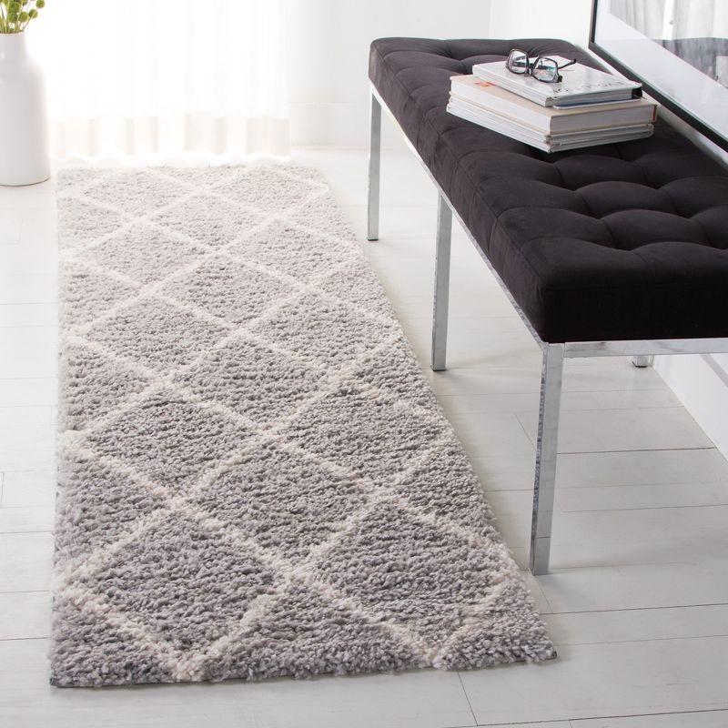 Parma Shag PMA515 Power Loomed Indoor Runner Rug - 2'3"x11' - Grey/Cream - Safavieh