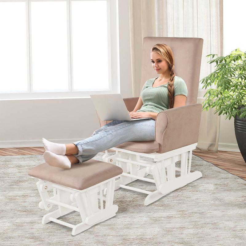 Costway Baby Nursery Relax Rocker Rocking Chair Glider & Ottoman Set w/Cushion Pink
