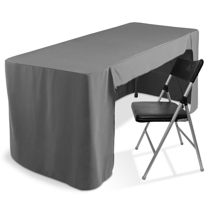 Gray 6' Open Back Fitted Trade Show Table Cover