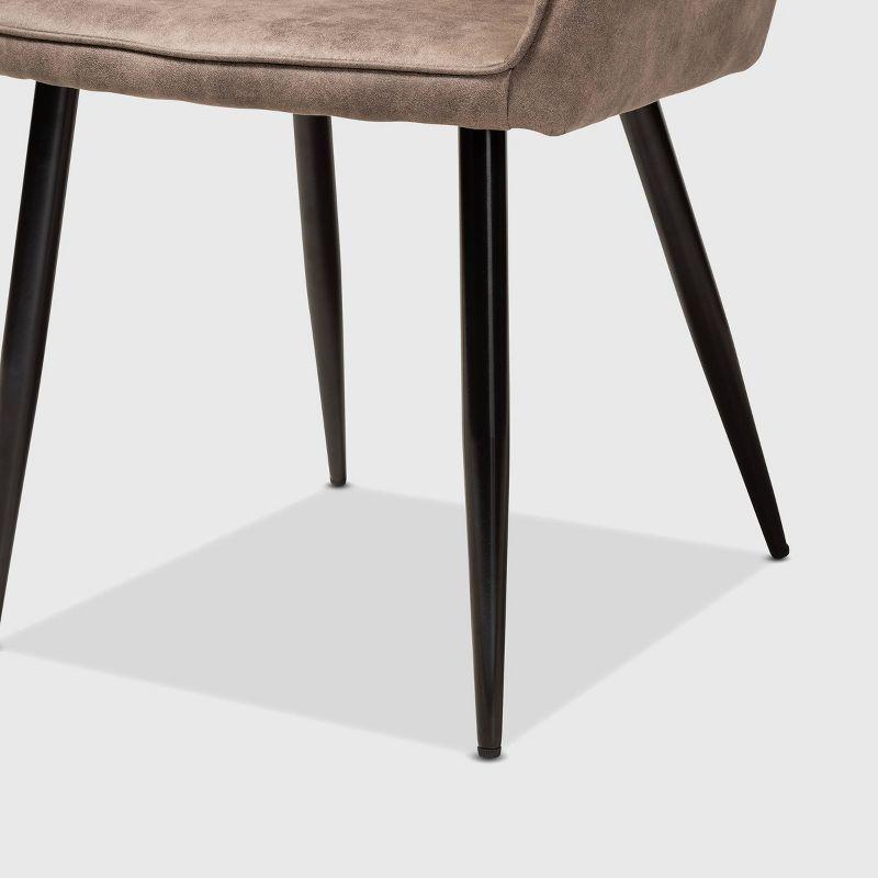 Set of 2 Belen Imitation Leather Upholstered Metal Dining Chairs - Baxton Studio: Quilted Back, Splayed Legs
