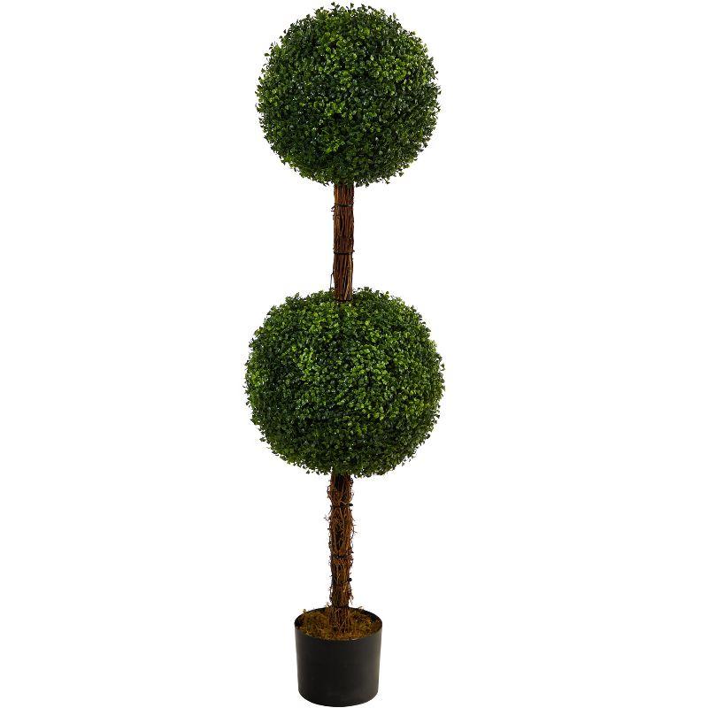 Nearly Natural 4.5-ft Boxwood Double Ball Topiary Artificial Tree (Indoor/Outdoor)