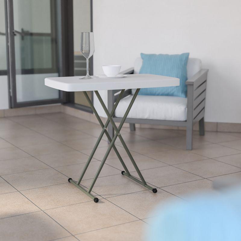 Granite White & Gray Adjustable Height Indoor/Outdoor Folding Table