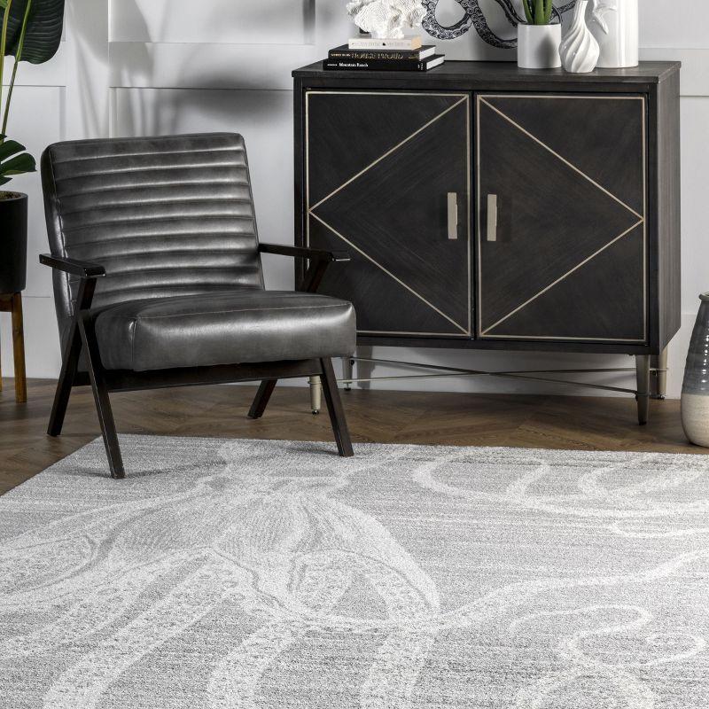 Nuloom Octopus Animal 3x5 Accent Indoor Area Rug for Living Room Bedroom Dining Room Entryway Kitchen, Grey/Ivory